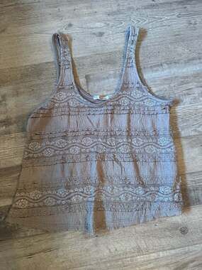 Gorgeous Grey Lace Metallic Shimmer Tank Top